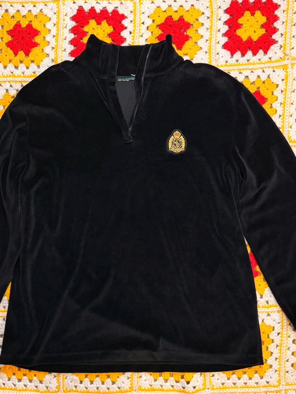 Lauren Ralph Lauren  Size XL Pullover Black  Velvet Top Sweater Pullover